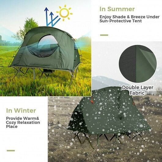 2-Person Outdoor Camping Tent with External Cover-Green-2