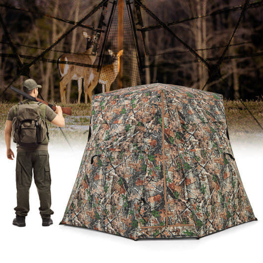 360 One Way See Through Ground Hunting Blind for Deer and Turkey Hunting-0