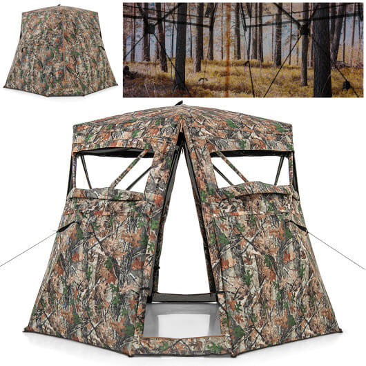 360 One Way See Through Ground Hunting Blind for Deer and Turkey Hunting-1