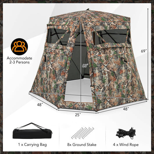 360 One Way See Through Ground Hunting Blind for Deer and Turkey Hunting-2